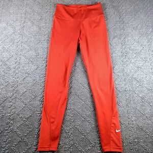 Nike Dri-FIT Women's XS  High Rise Mesh Panel Leggings Rust Orange Tights